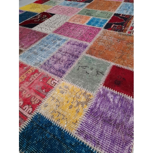 117 - AN EXCELLENT VINTAGE PERSIAN PATCHWORK RUG, hand dyed with natural vegetable dyes, this patchwork ru... 