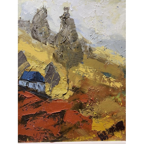 13 - MARTIN STONE (Irish, 20th Century), ‘HILL FARM’, oil on canvas, signed lower left, inscribed verso w... 