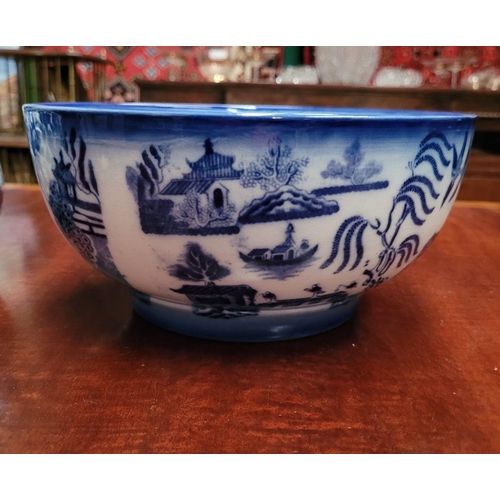 184 - A MIXED BLUE & WHITE LOT: includes a (i) Semi China Blue & White Transferware Bowl; decorated all ov... 