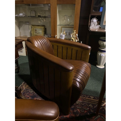 194 - AN EXCELLENT PAIR OF QUALITY BROWN LEATHER ‘AVIATOR’ CLUB ARMCHAIRS, these chairs are designed in th... 