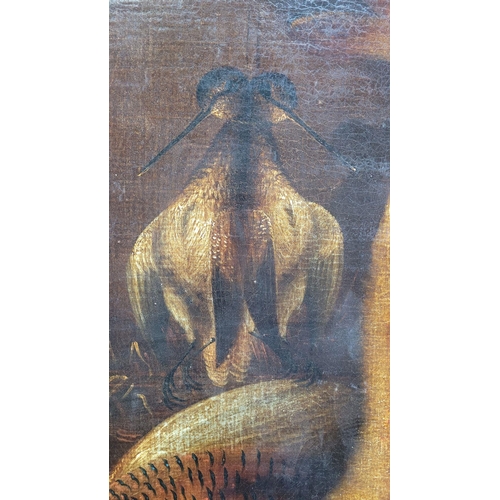 197 - AFTER BENJAMIN BLAKE, HARE & BIRD TABLESCAPE, oil on canvas – has been relined, and is heavily varni... 