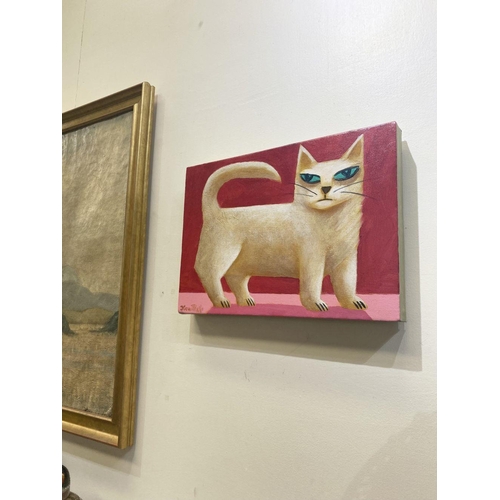 20 - GRAHAM KNUTTEL (1954-2023), ‘WHITE CAT’, oil on canvas, signed lower left. Dimensions: 10 inches’ x ... 