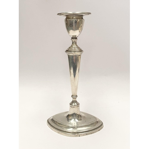 212 - AN ART DECO STYLE SILVER CANDLESTICK, Hallmarked Maker Thomas A Scott, Rockingham Street, Sheffield ... 