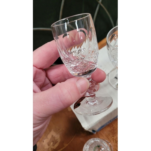 236 - A SET OF FOUR VINTAGE WATERFORD CRYSTAL 'COLLEEN' LIQUOR GLASSES, in original box, no breaks/cracks/... 