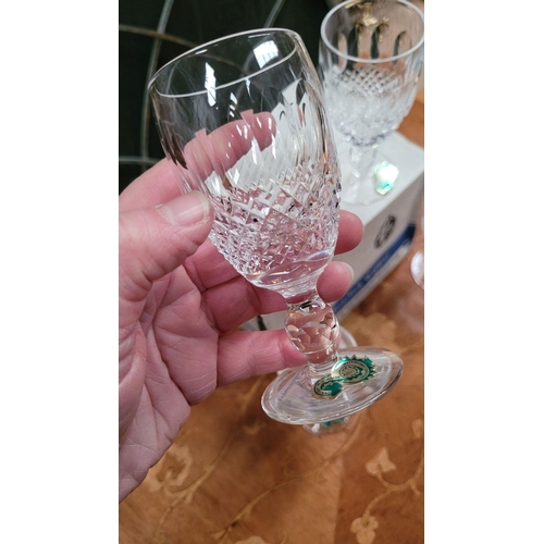 237 - A SET OF FOUR VINTAGE WATERFORD CRYSTAL 'COLLEEN' SHERRY GLASSES, never used before, with original b... 