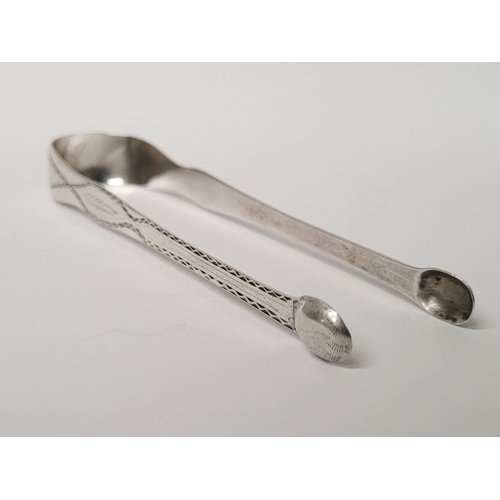 33 - AN IRISH 18TH CENTURY – CORK SILVER – SUGAR TONGS BY JOHN NICHOLSON (II), with STERLING hallmark sta... 