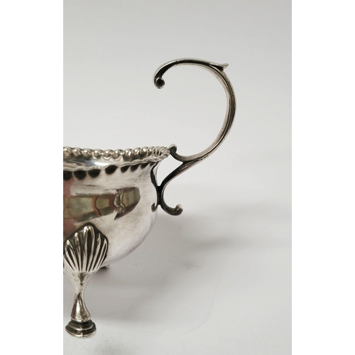 4 - A VERY FINELY CRAFTED GEORGIAN LATE 18TH CENTURY SOLID SILVER SAUCE BOAT BY JOHN LANGLANDS I, with a... 