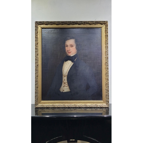 59 - A 19TH CENTURY OIL ON CANVAS PORTRAIT OF A YOUNG GENTLE MAN, a very well painted portrait of a young... 