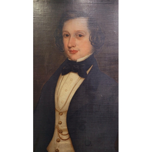 59 - A 19TH CENTURY OIL ON CANVAS PORTRAIT OF A YOUNG GENTLE MAN, a very well painted portrait of a young... 