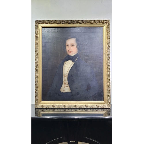 59 - A 19TH CENTURY OIL ON CANVAS PORTRAIT OF A YOUNG GENTLE MAN, a very well painted portrait of a young... 