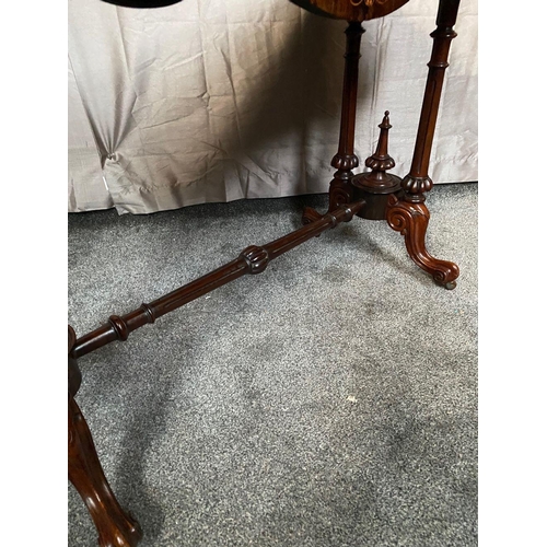 61 - A BEAUTIFUL VICTORIAN ROSEWOOD SATINWOOD INLAID SOFA TABLE, with canted corners, decorated with deli... 