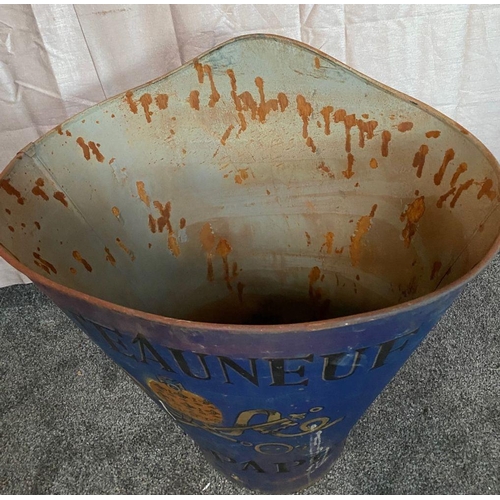 86 - A LARGE BLUE PAINTED FRENCH ‘CHATEAUNEUF DU PAPE’ GRAPE BUCKET, could be used as a jardinière pot/um... 