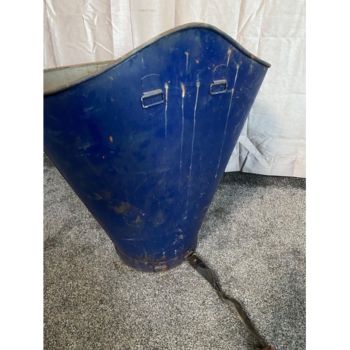 86 - A LARGE BLUE PAINTED FRENCH ‘CHATEAUNEUF DU PAPE’ GRAPE BUCKET, could be used as a jardinière pot/um... 