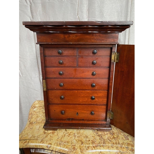 87 - A RARE WILLIAM IV MINIATURE/SPECIMEN CHEST WITH LIFT UP LID, the chest has a tapered pediment detail... 