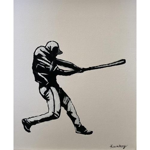 100 - KAVNKSY (Irish, 20th Century), ‘THE PERFECT SWING’, acrylic on canvas, signed lower right, inscribed... 