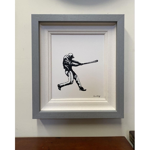 100 - KAVNKSY (Irish, 20th Century), ‘THE PERFECT SWING’, acrylic on canvas, signed lower right, inscribed... 