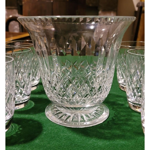 118 - A SET OF 6 WATERFORD CRYSTAL TUMBLER GLASSES & AN ENGLISH CUT GLASS CENTRE BOWL/VASE, vase in excell... 