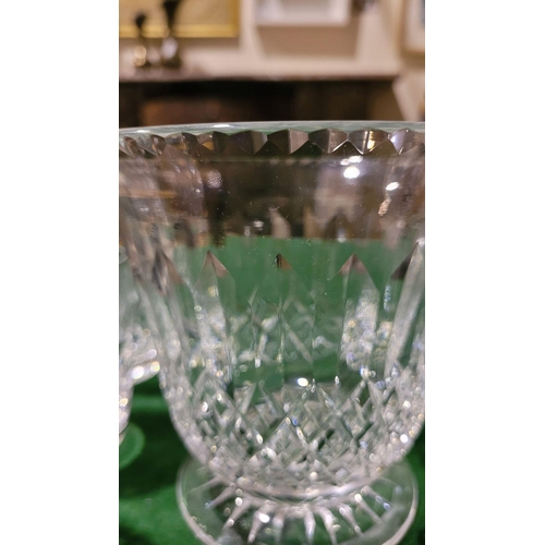 118 - A SET OF 6 WATERFORD CRYSTAL TUMBLER GLASSES & AN ENGLISH CUT GLASS CENTRE BOWL/VASE, vase in excell... 