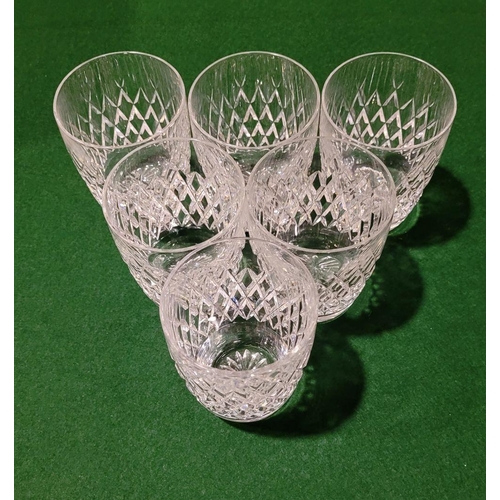 118 - A SET OF 6 WATERFORD CRYSTAL TUMBLER GLASSES & AN ENGLISH CUT GLASS CENTRE BOWL/VASE, vase in excell... 