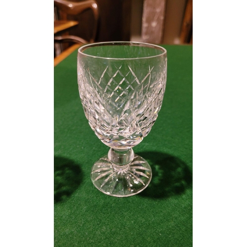 119 - A SET OF 6 WATERFORD CRYSTAL WINE GLASSES, each in excellent condition, with maker’s watermark to th... 