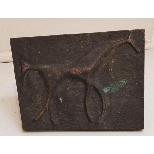 128 - A MODERN BRONZE DECORATIVE WALL PLAQUE, depicting a stylised horse in the manor of Picasso drawings.... 