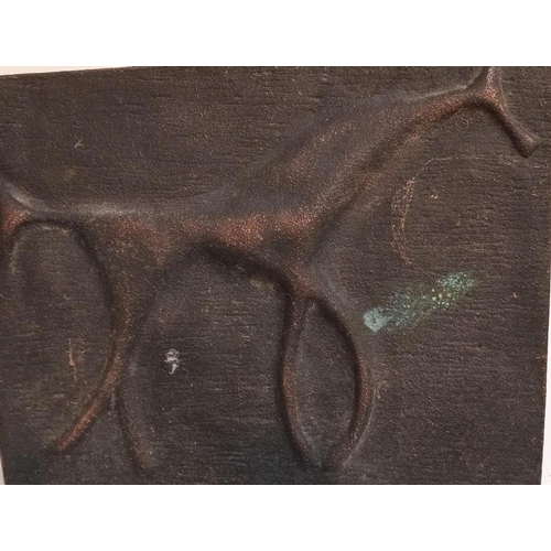 128 - A MODERN BRONZE DECORATIVE WALL PLAQUE, depicting a stylised horse in the manor of Picasso drawings.... 