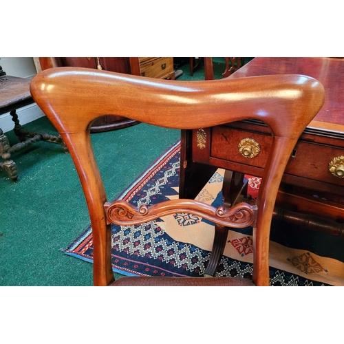 156 - A PAIR OF VICTORIAN DINING ROOM CHAIRS / SIDE CHAIRS, each with a shaped shoulder to the back rest &... 