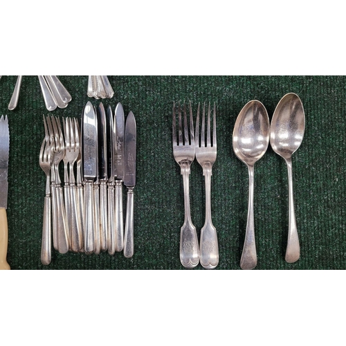 187 - A LARGE COLLECTION OF CUTLERY; includes 5 different designs, various makes. Most silver plated/stain... 