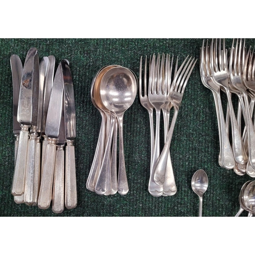 187 - A LARGE COLLECTION OF CUTLERY; includes 5 different designs, various makes. Most silver plated/stain... 