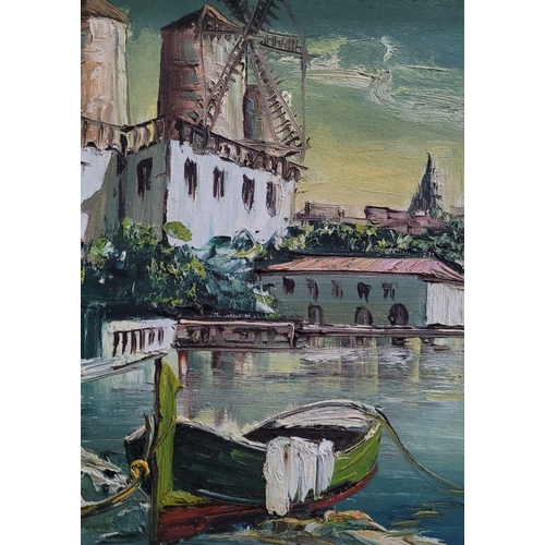 201 - C. SANCHEZ, EUROPEAN CITY SCENE, oil on board, signed lower right. Dimensions: Frame: 45 x 36cm, boa... 