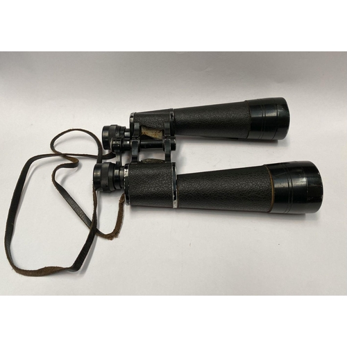 217 - A VINTAGE PAIR OF DENHILL STARMASTER BINOCULARS IN ‘J.A. DAVIS & SONS LTD’ LEATHER CASE. The 16 x 50... 