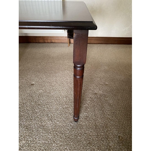 237 - A MAHOGANY SIDE TABLE, standing on tapered fluted leg with spade feet. Dimensions: 49cm high x 42.5c... 