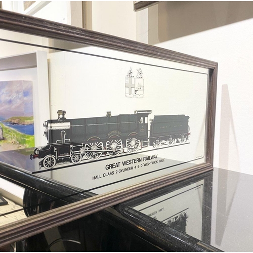 244 - A VINTAGE BRITISH GREAT WESTERN RAILWAY MIRROR, ‘Great Western Railway Hall Class 2 Cylinder 4-6-0 ‘... 