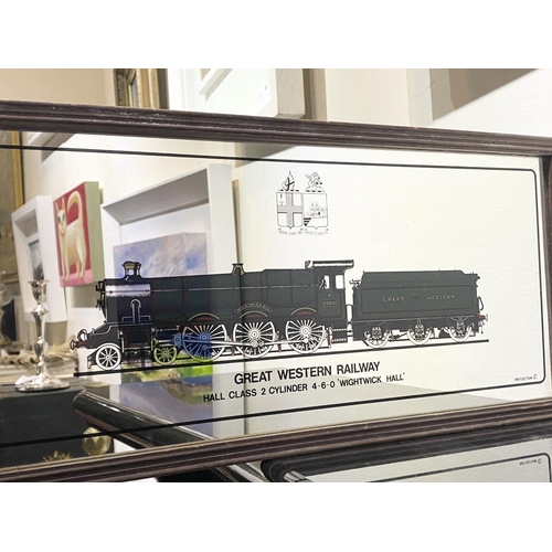 244 - A VINTAGE BRITISH GREAT WESTERN RAILWAY MIRROR, ‘Great Western Railway Hall Class 2 Cylinder 4-6-0 ‘... 