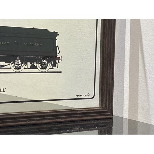 244 - A VINTAGE BRITISH GREAT WESTERN RAILWAY MIRROR, ‘Great Western Railway Hall Class 2 Cylinder 4-6-0 ‘... 