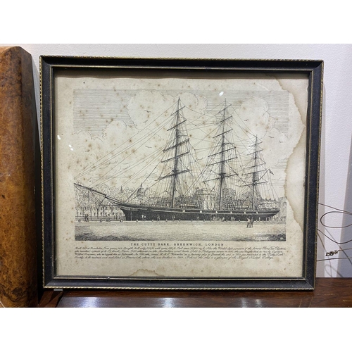 250 - AFTER JOHN MORTLOCK, ‘THE CUTTY SARK, GREENWICH, LONDON’, monochrome print reproduction of original ... 