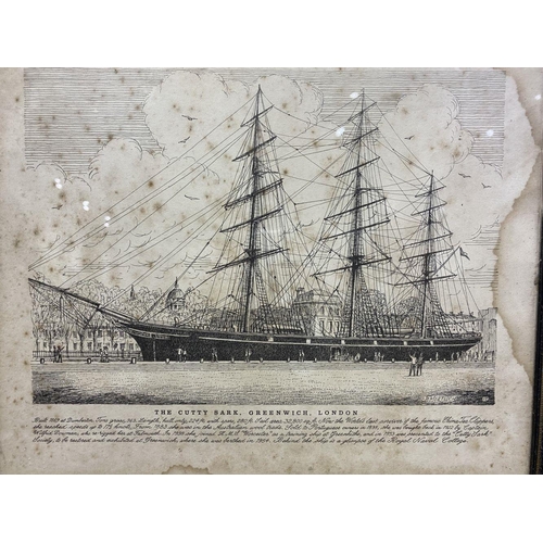 250 - AFTER JOHN MORTLOCK, ‘THE CUTTY SARK, GREENWICH, LONDON’, monochrome print reproduction of original ... 