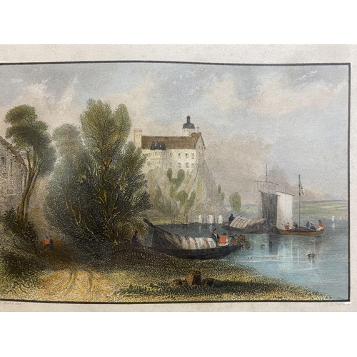 255 - TWO FRAMED COLOURED PRINTS OF HISTORICAL TOWN VIEWS, (i) coloured print reproduction of coloured ste... 