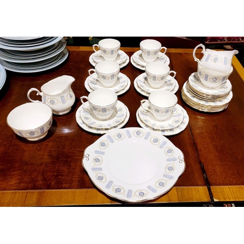 267 - A PARTIAL VINTAGE DUCHESS BONE CHINA TEA SET – SEDGMOOR DESIGN, includes: 6 x tea cups, 11 x saucers... 