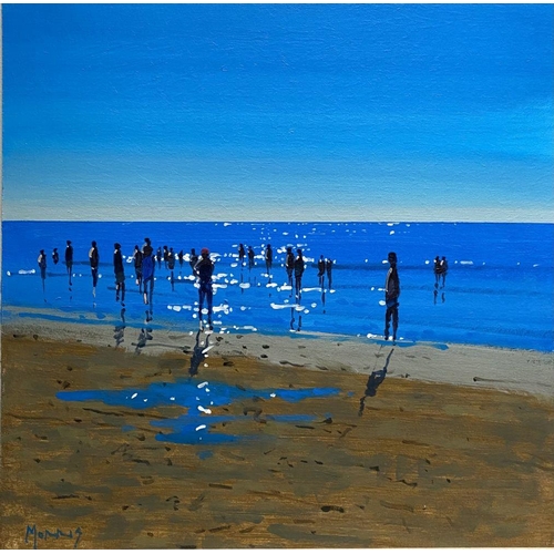 36 - JOHN MORRIS, ‘INCH BEACH’, oil on board, signed lower left, inscribed verso, 15in x 15in