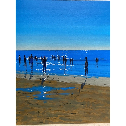 36 - JOHN MORRIS, ‘INCH BEACH’, oil on board, signed lower left, inscribed verso, 15in x 15in