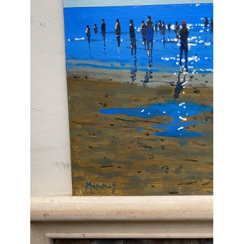 36 - JOHN MORRIS, ‘INCH BEACH’, oil on board, signed lower left, inscribed verso, 15in x 15in