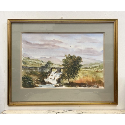 44 - IRISH SCHOOL, 20TH CENTURY, ‘THE FALLS’, watercolour on paper, labelled verso with title and dated 1... 