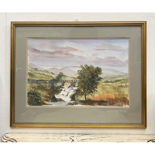 44 - IRISH SCHOOL, 20TH CENTURY, ‘THE FALLS’, watercolour on paper, labelled verso with title and dated 1... 