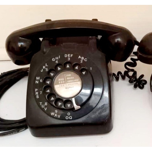 64 - TWO VINTAGE TELEPHONES: both rotary phones, one an FTR phone with carry handle. Lovely decorative vi... 