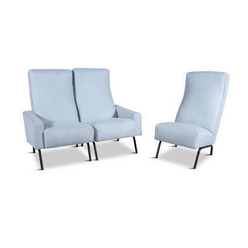 71 - A BEAUTIFUL MID-CENTURY MODERN CONVERTIBLE SETTEE/ARMCHAIR SET, the Miami convertible piece can be a... 