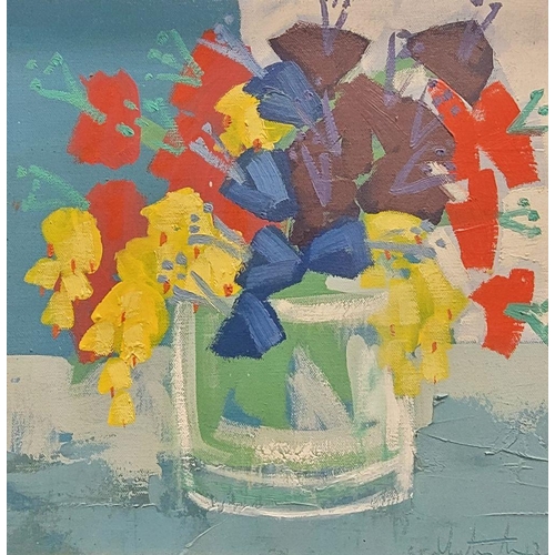 83 - MARTIN STONE, WILD FLOWERS, oil on canvas, 22 inches x 22 inches