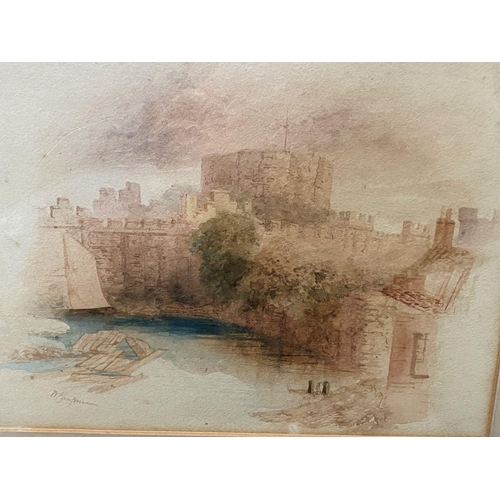 93 - WILLIAM CHAPMAN (British, 1817-1879), watercolour on paper, depicting castle by water, possibly Pemb... 