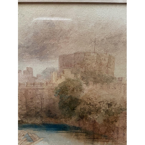 93 - WILLIAM CHAPMAN (British, 1817-1879), watercolour on paper, depicting castle by water, possibly Pemb... 