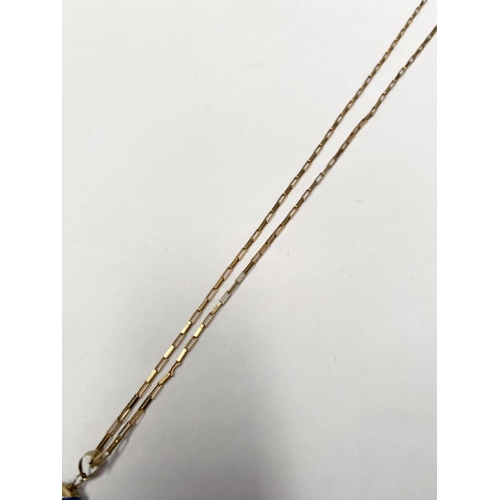 94 - A 9CT GOLD CHAIN EVIL EYE PENDANT NECKLACE, chain marked 9K to clasp. Dimensions: 26cm long approx.